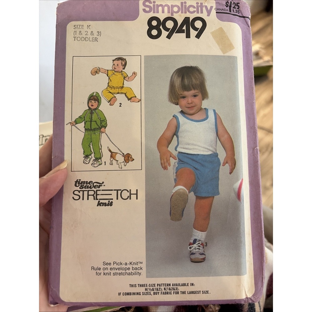 Simplicity 8949 Cut To Sz 3 Toddler Top Pants Shorts Hoodie Knit Pattern